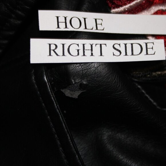 V Christina Sz L Black Silver Studded Floral Pockets Polyurethane AS IS Jacket - Picture 15 of 16